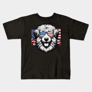 Sheepdog Patriotic Sunglasses American Flag 4th of July Kids T-Shirt